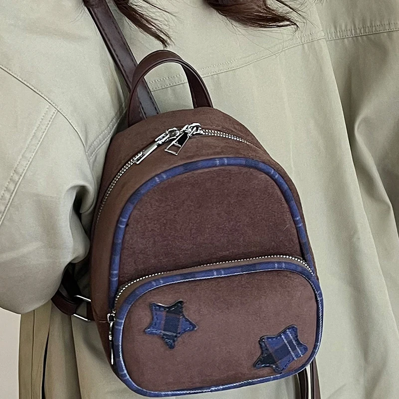 

Женский винтажный мини-рюкзак, новинка 2025, осень-зима, модный замшевый рюкзак, молодежные женские дорожные рюкзаки для прогулок