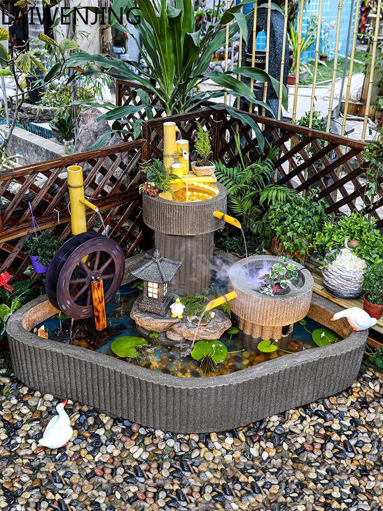 

SGF Chinese Style Outdoor Courtyard Water Flow Fountain Ornament Landscape Decoration Fish Pond Landscaping
