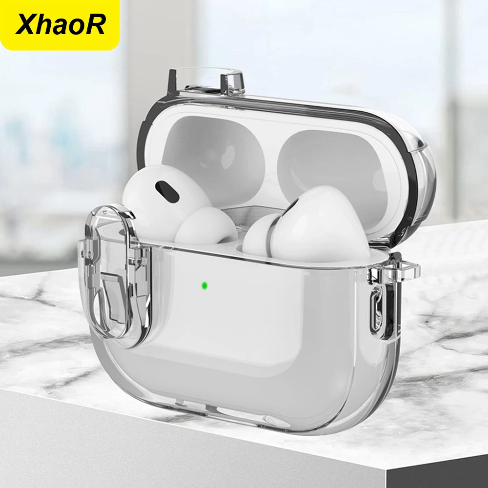 Transparent Crystal Wireless Bluetooth Earphone Case For Airpods Pro 2 2nd TPU Clear Switch Lock Cover For Funda Airpods 4 2024