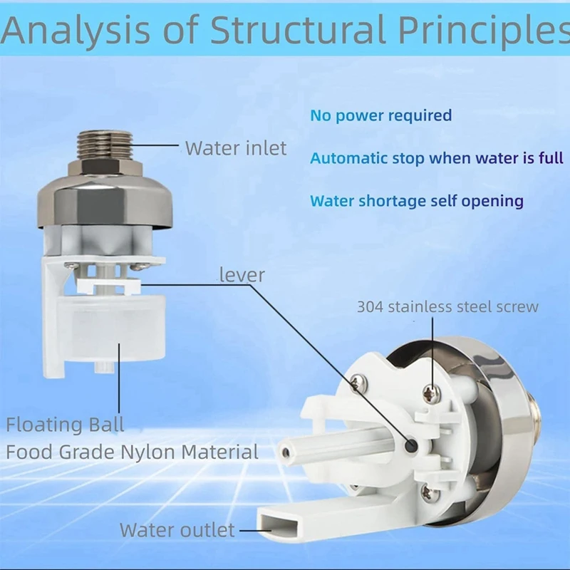 A74E-2 Pack 1/2Inch 3/4Inch Auto Fill Shut Off Water Tank Float Valve, 304 Stainless Steel Water Level Control Valve