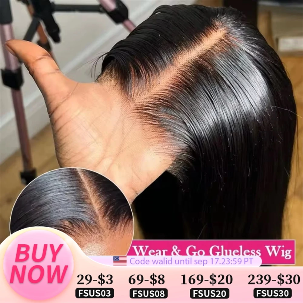 Glueless Wigs Human Hair Transparent Lace Frontal Wig Brazilian Straight Human Hair Wig HD 5x5 6x4 Gluless Wig Ready To Wear