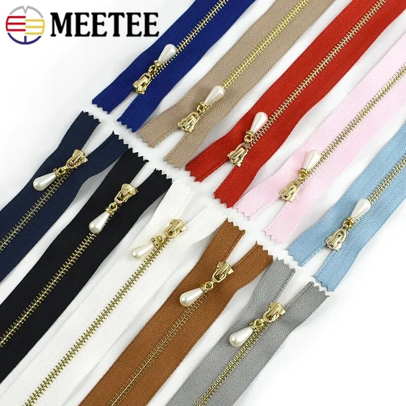 3Pcs Meetee 3# 15-70cm Metal Zippers Auto Lock Decor Zip Open/Close-End Zipper Bag Clothes Jacket Zips Repair Sewing Material