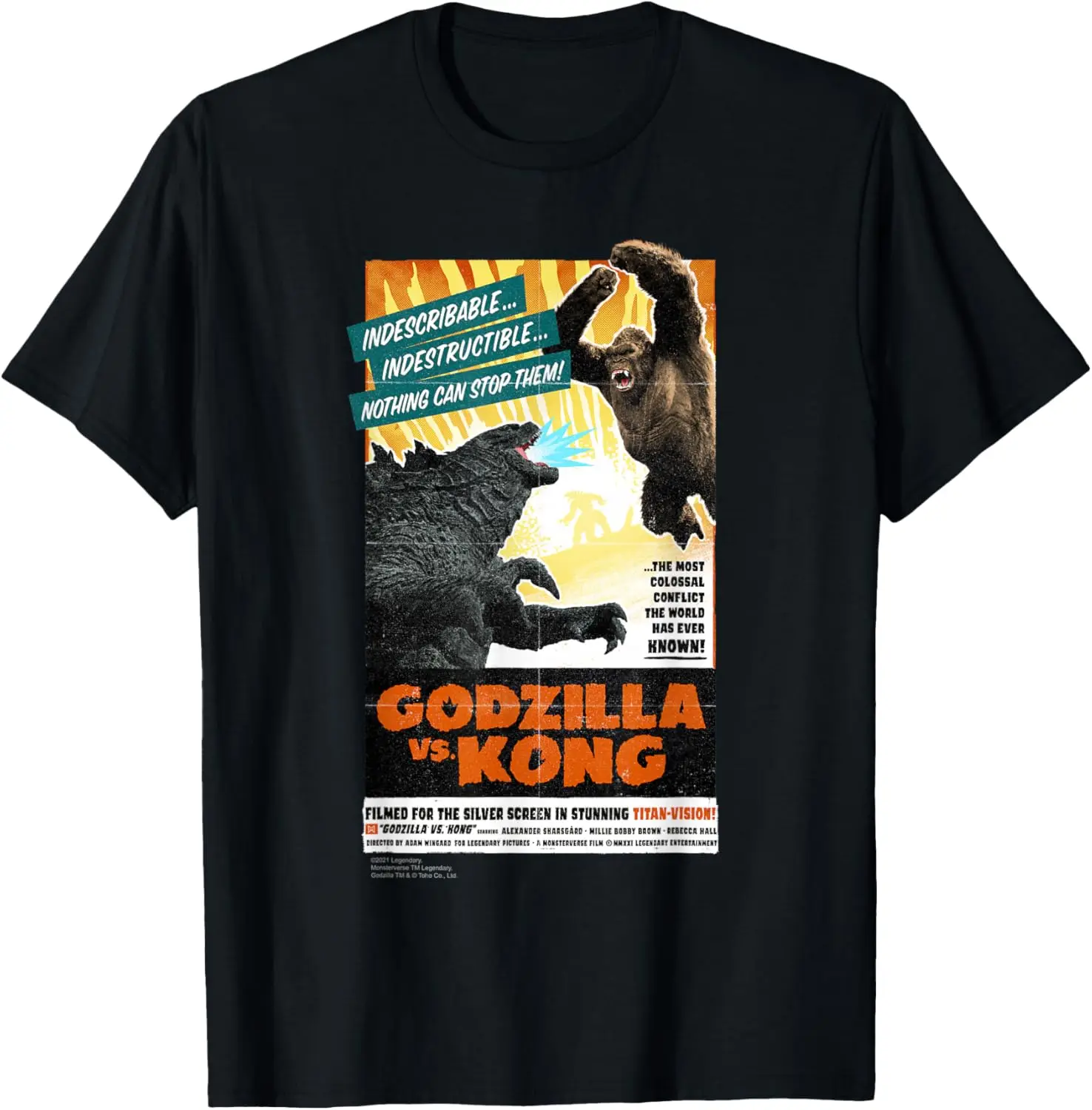 Godzilla Vs Kong - Titan-Vision Retro Poster Funny T-Shirt S-6XL