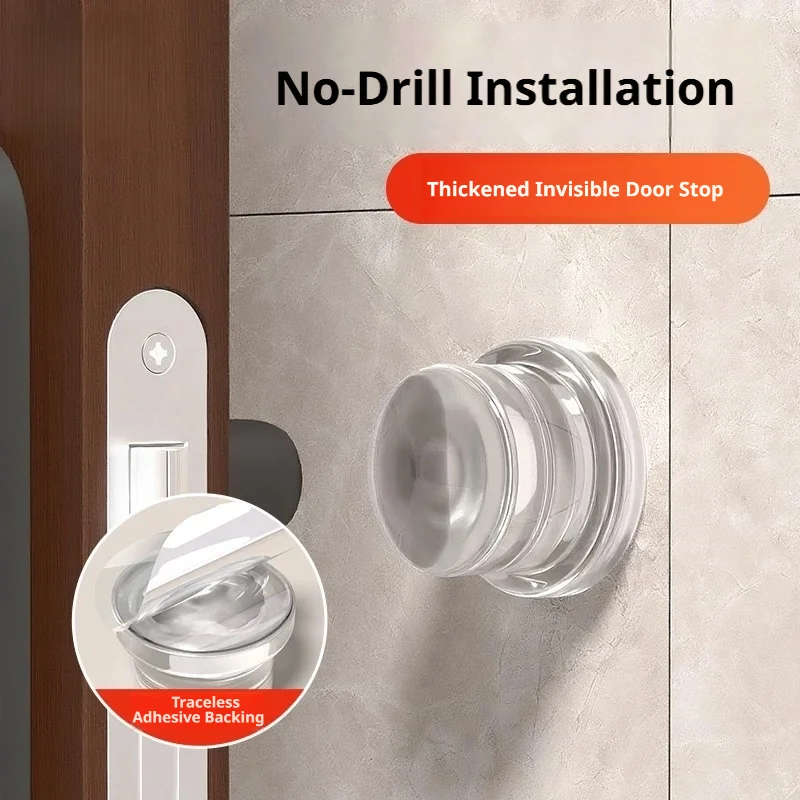 Transparent Silicone Gel Door Stop, Non-Slip Floor Buffer Wall Protection Muffler Door Bumper