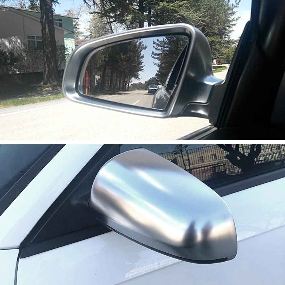 

For Audi A4 B6 B7 A6 C6 Car Rearview Mirror Cover Side Wing Mirror Protect Frame Covers Trim Silver Matte Chrome Shell Cover