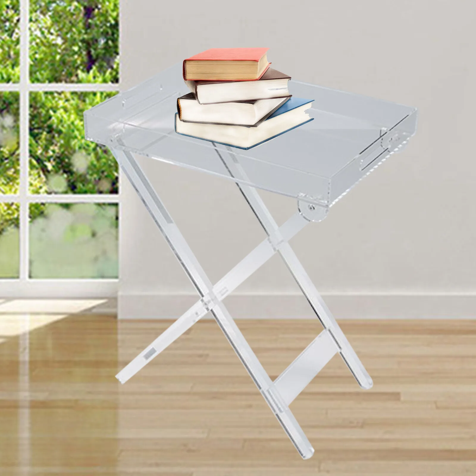 Foldable Table Acrylic Transparent Table Sofa Snack Coffee Laptop End Side Table