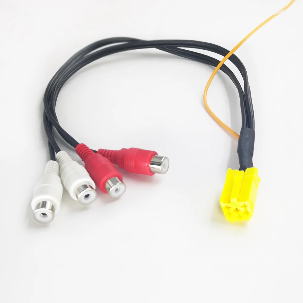 Biurlink MINI ISO 6Pin Out 4 Chinch Kabel RCA Kabel 4RCA Line Dla Peugeot Volkswagen Skoda Ford In VDO Becker