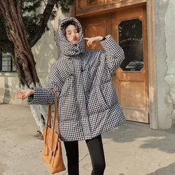 Women Down Coats Houndstooth White Duck Down 90% Bubble Coats Winter Plaid Zipper Full Casual Korean Ladylike Women Thick Coat