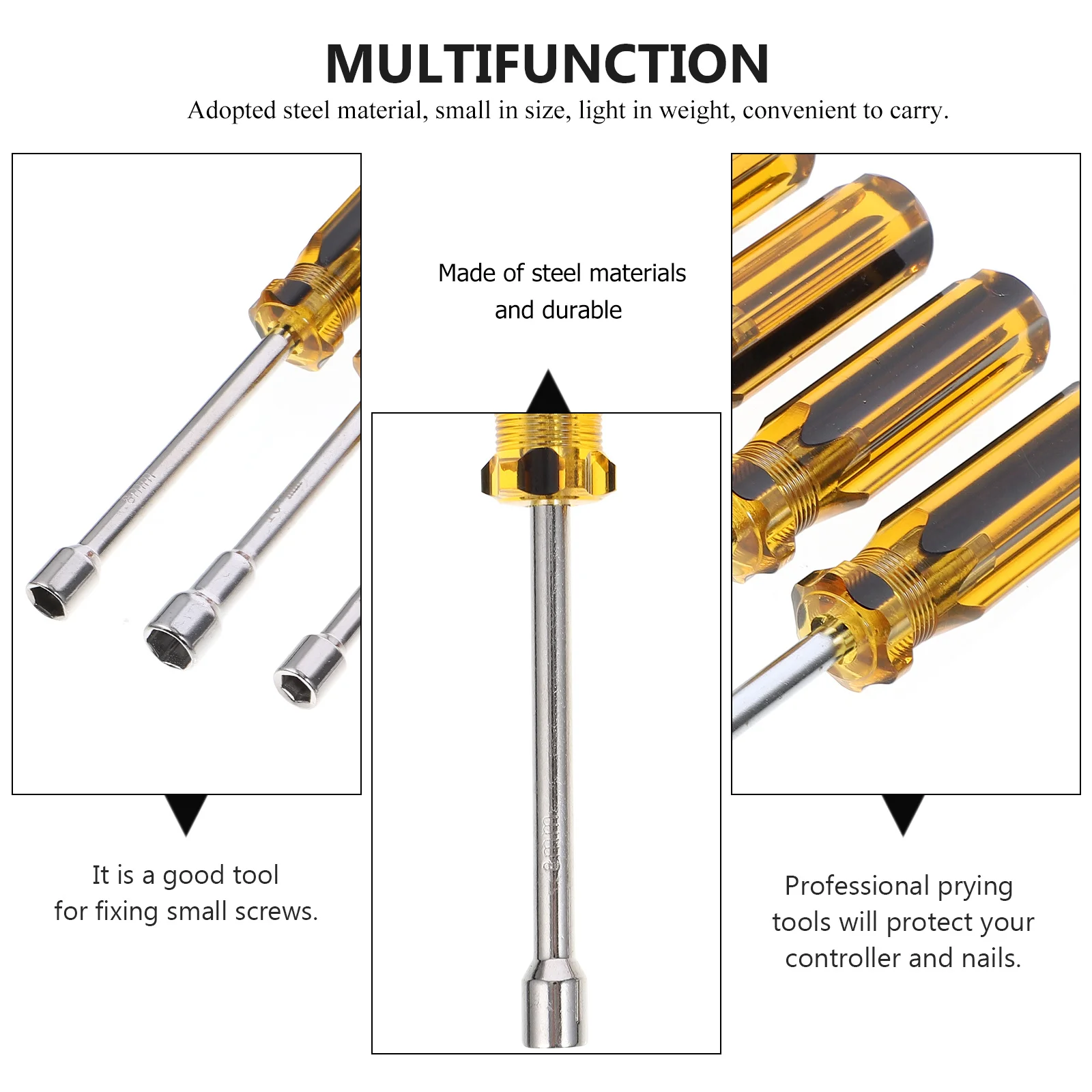 6Pcs Hex Socket Wrench Set 5.0 to 10Mm High Quality Steel Fine Polished Smooth Finish Lightweight Portable for Automotive Rc