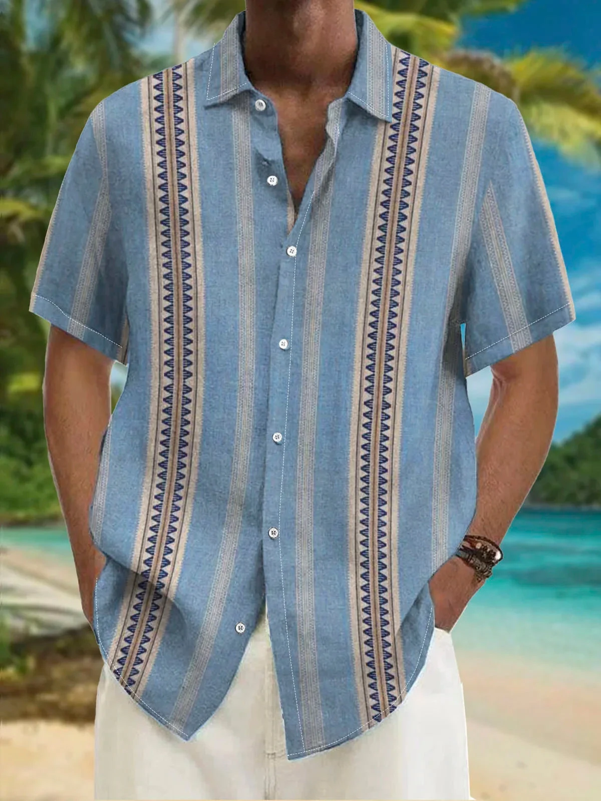 Retro Hawaiian Men's Shirt Coconut Tree Print Short Sleeve Top Fashionable Casual Shirt Beach Short Sleeve Button Outdoors Shirt
