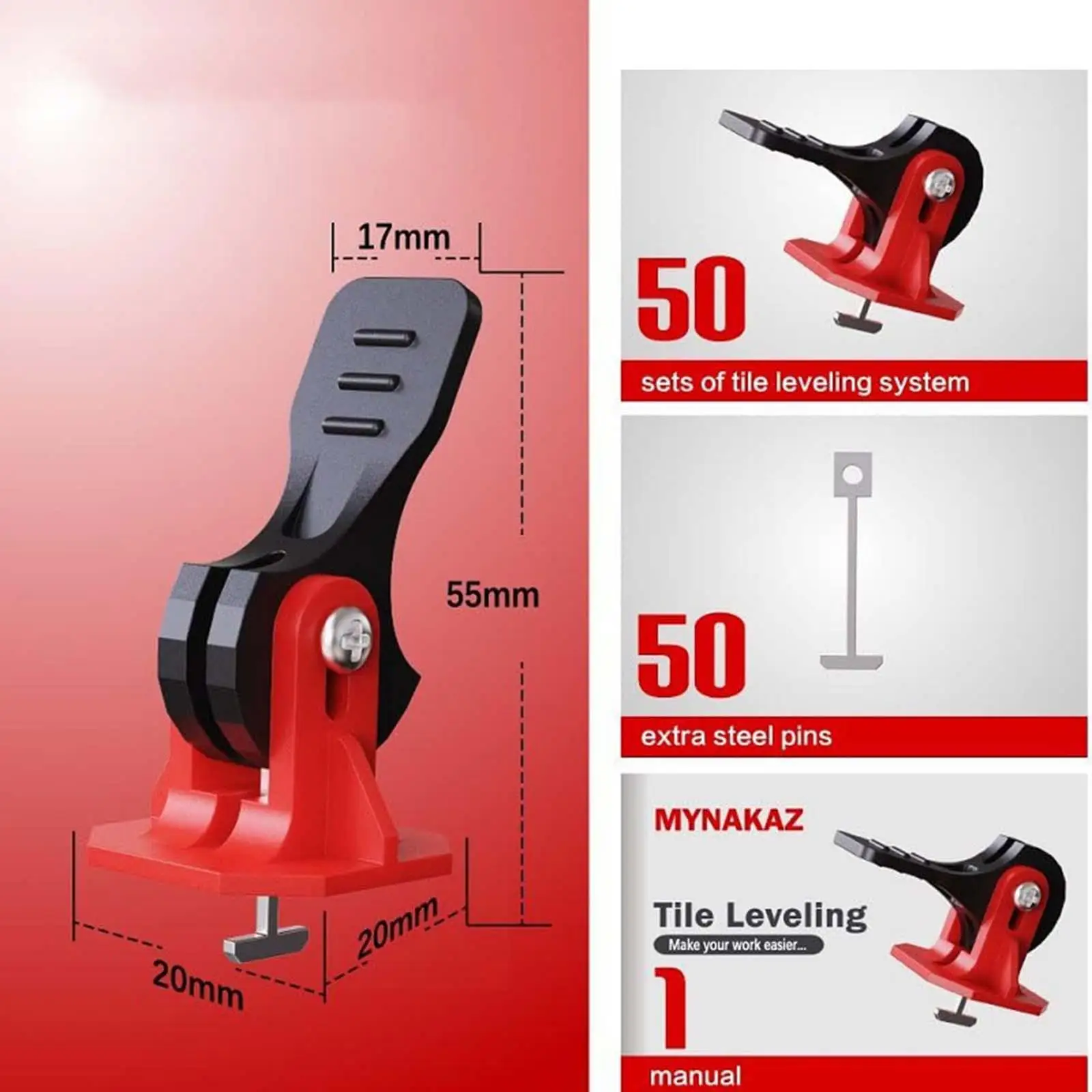 Imagem -06 - Azulejo Sistema Nivelamento Durável Espaçadores Tile Ferramenta de Elevação Faça Você Mesmo Quem Quer Instalar Parede e Ladrilhos 50 Pcs