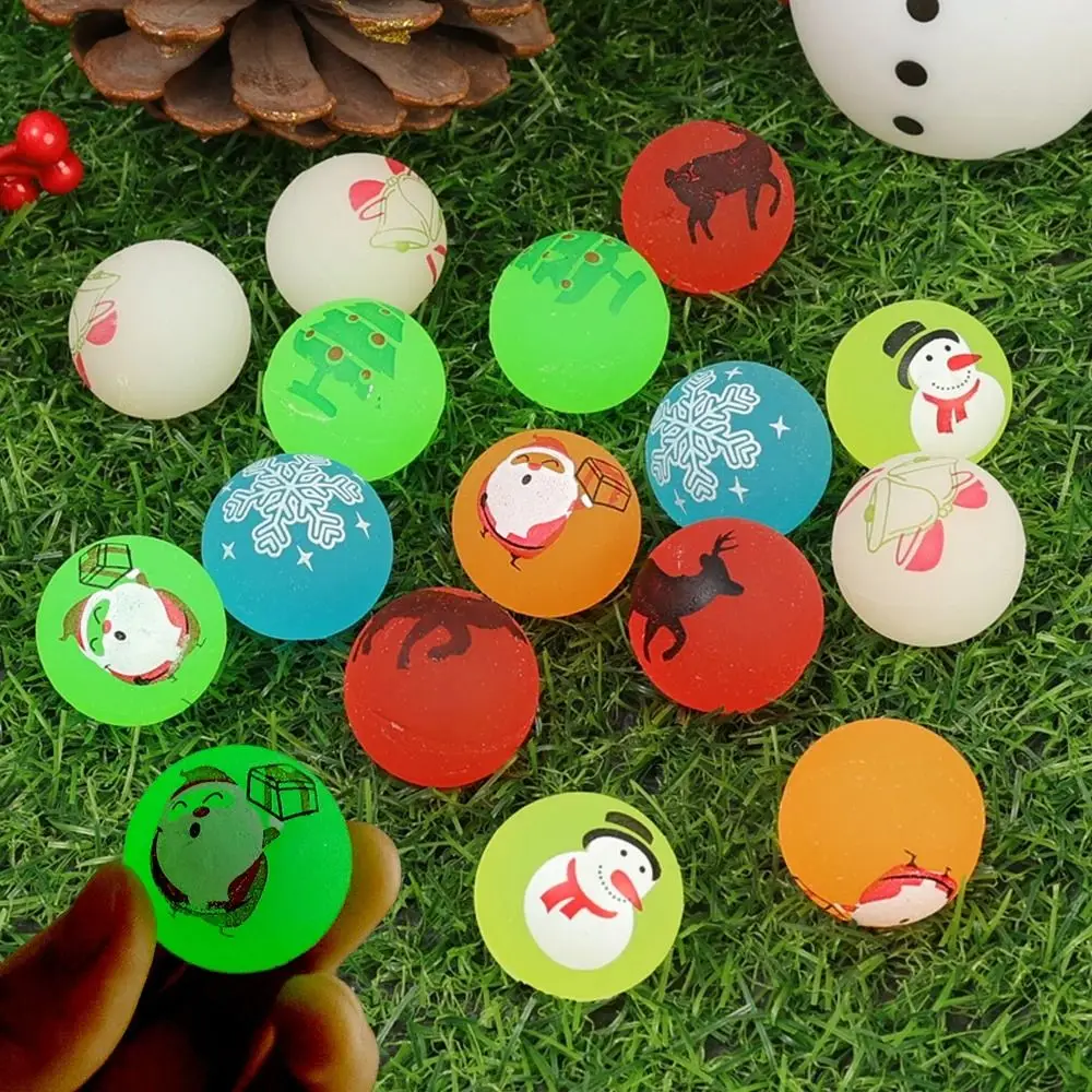 10pcs/set Glow In The Dark Christmas Elastic Ball Toys Christmas Elastic Ball Luminous Bouncy Ball Luminous 10pcs