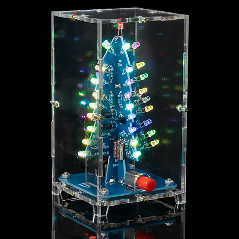 DIY Electronic Kit Colourful Christmas Tree LED Diy Soldering Kit Project With Shell DC 5V USB Power Supply