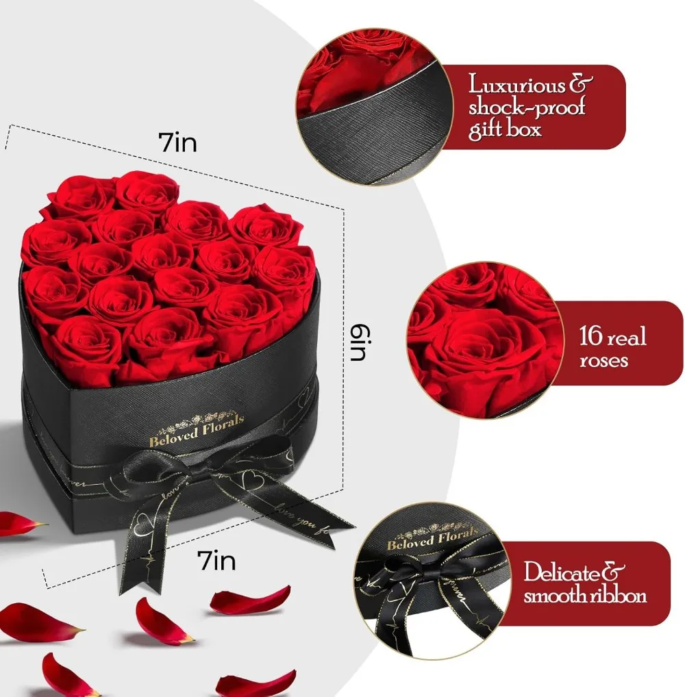16 ورود محفوظة زهور أبدية هدية للنساء أمي زوجة صديقة الجدة عيد الحب عيد الأم عيد الميلاد الذكرى #4