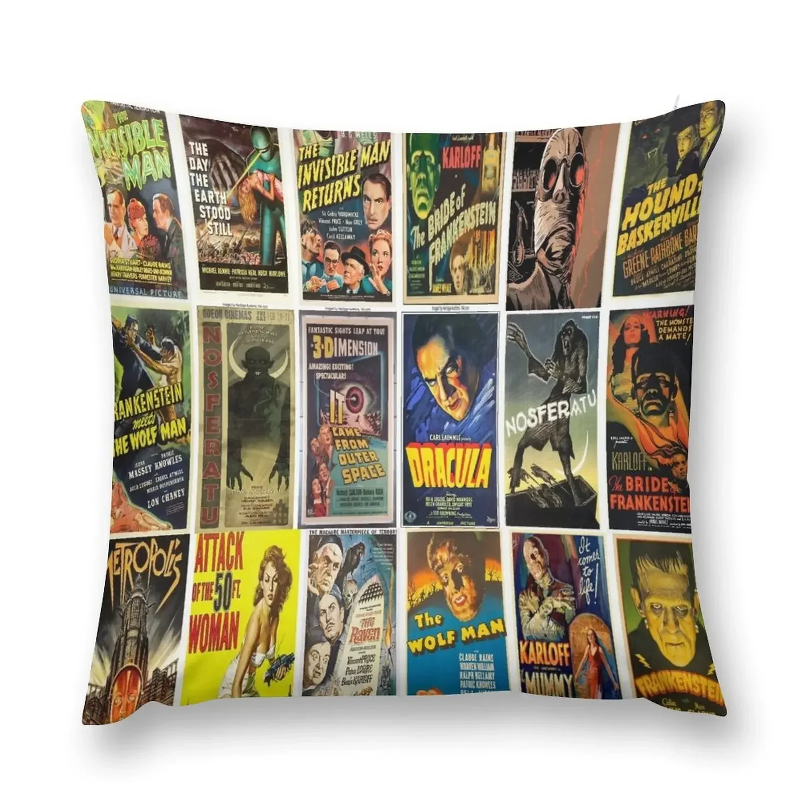 

Classic Horror and Sci-Fi Poster Pack Throw Pillow Decorative Cushion Cover Cushions Cushion Cover Set pillow