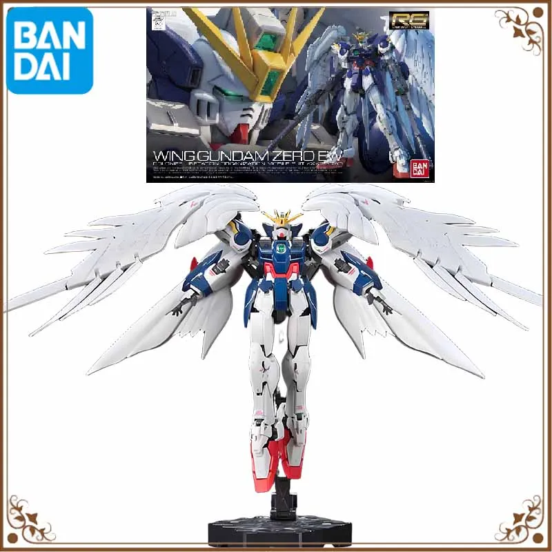 Bandai Original RG 1/144 17 XXXG-00W0 WING GUNDAM ZERO EW Anime Action Figure Assembly Model Toys Collectible Model Ornaments