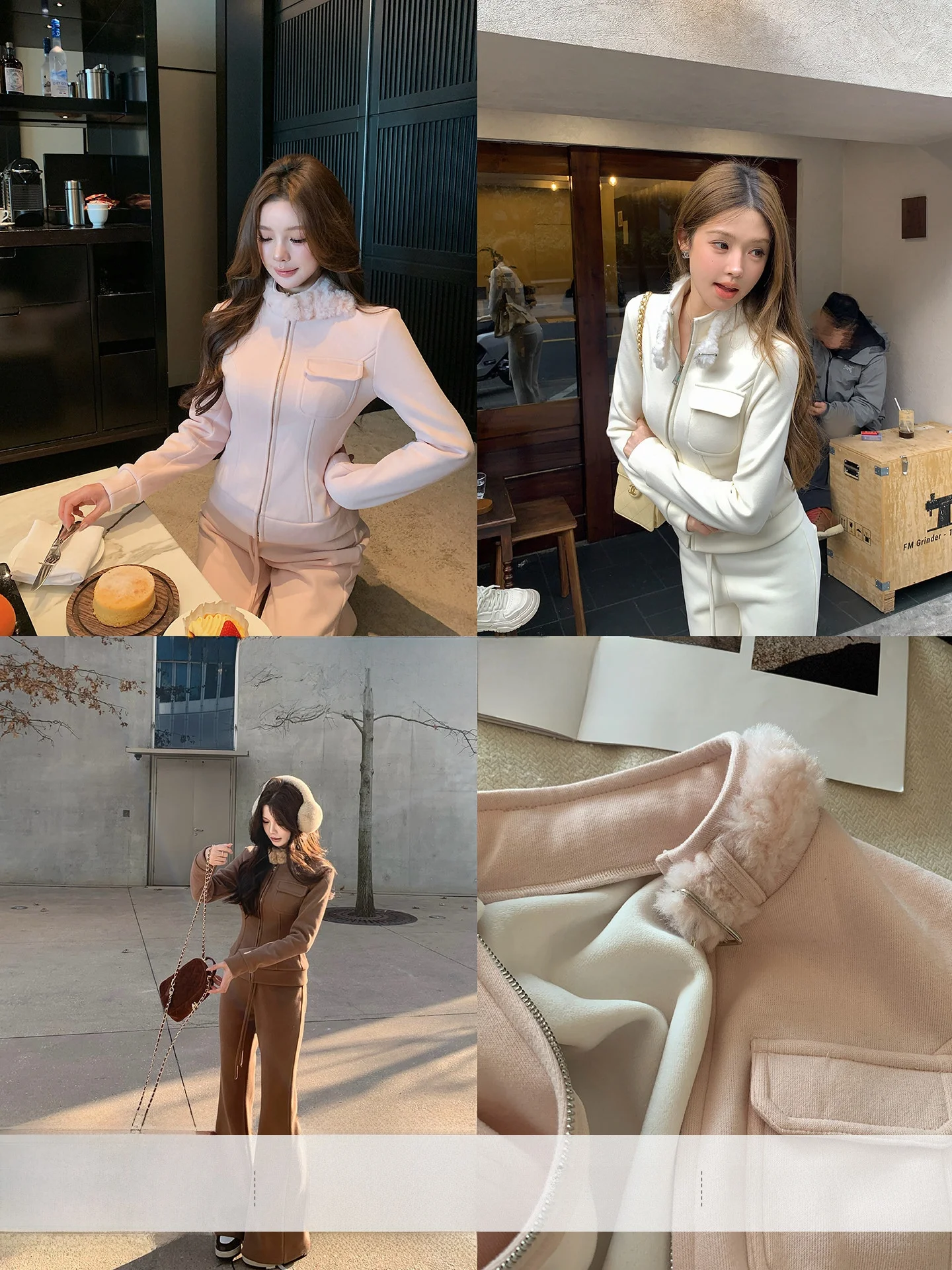 

Комплект Chou Meat Yao Daily Jum: женские повседневные брюки на флисовой подкладке и свободный зимний костюм с длинными рукавами и высоким воротником