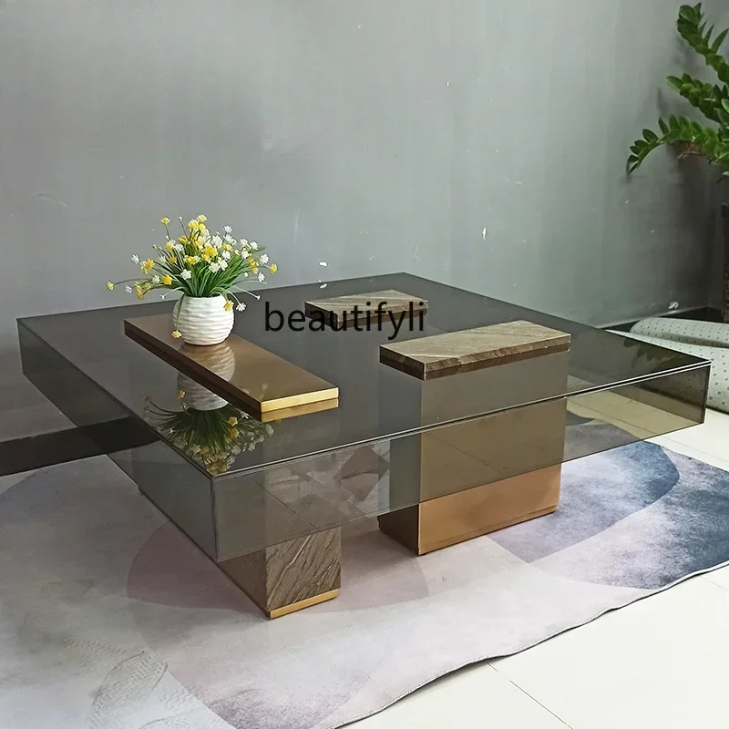 

45Stainless steel Italian minimalist light luxury acrylic designer, modern personality Nordic creative coffee table