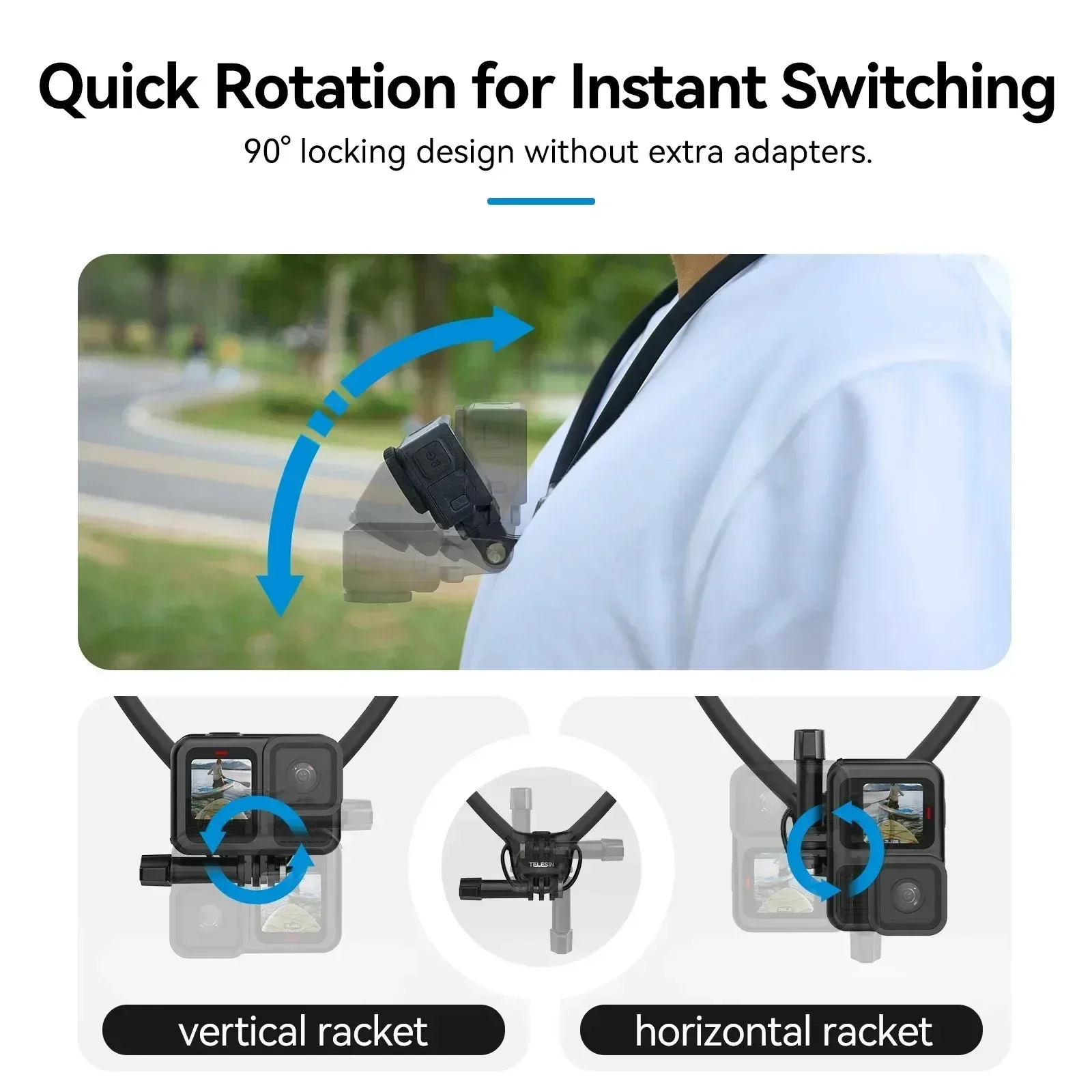 حامل رقبة من السيليكون ناعم لملحقات Gopro Hero 13 12 11 10 9 8 DJI OSMO Action 5 4 3 Insta360 X5/X4/X3 Mount Go Pro