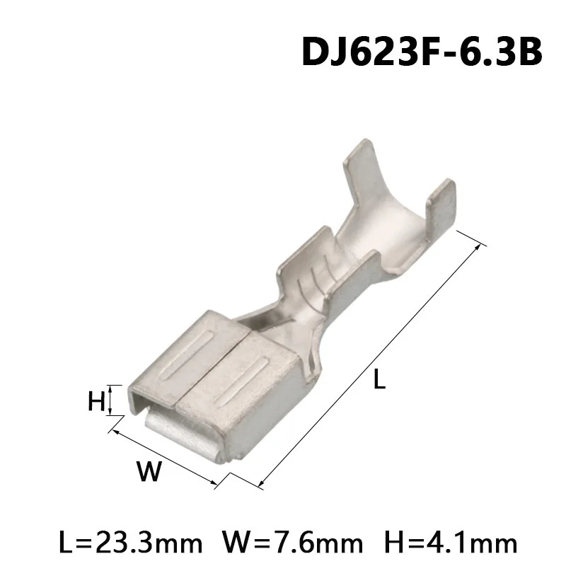 

50PCS 6.3 series automobile terminal wiring copper terminal pin spring insert DJ623F-6.3B