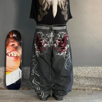 Woman Jeans Cargo Pants Women Clothing Y2k Baggy Harajuku Retro Hip Hop Embroidery Trousers Streetwear Ladies for Women 2