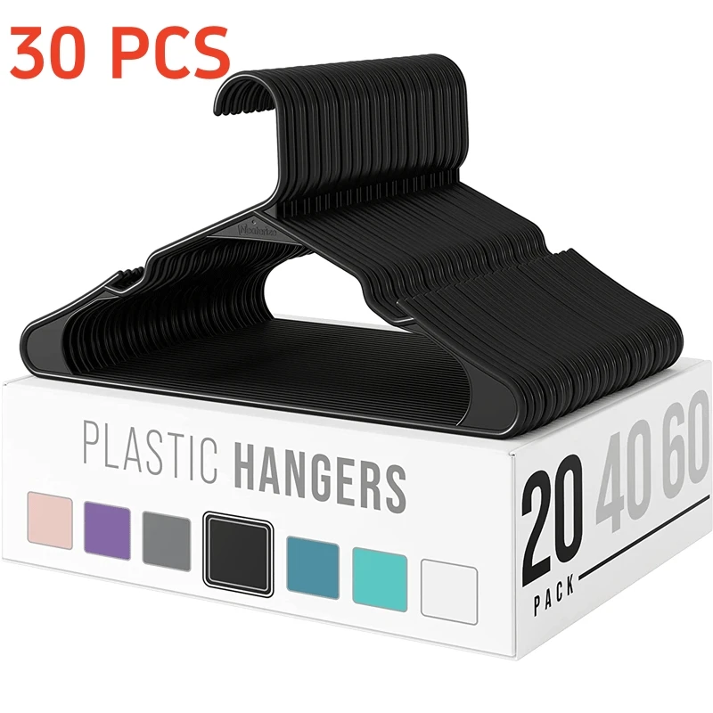 Perchas de plástico húmedo y seco con muescas, almacenamiento ultrafino para ahorrar espacio, arreglo colgante de ropa de plástico antideslizante, 10/30 Uds.