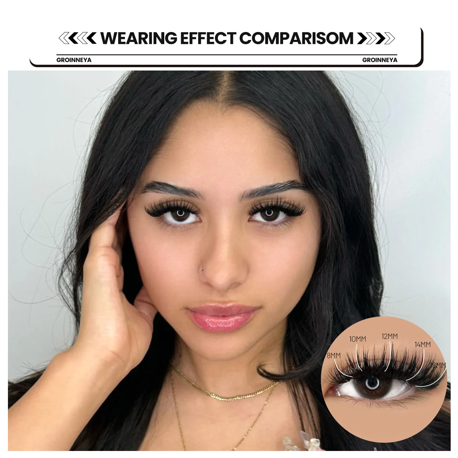 GROINNEYA DIY Wimpern-Cluster-Set, individuelle falsche Wimpern, Wispy Cluster, Nerz-Wimpernverlängerung mit Wimpernbindung und Siegel-Make-up