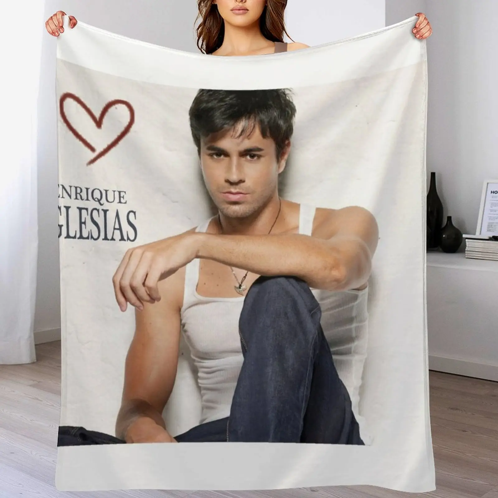 

ENRIQUE IGLESIAS LOVE SLOW SIT Throw Blanket Shaggy heavy to sleep valentine gift ideas Large Blankets
