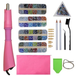 12 griglie Mix Crystal DMC Hot Fix Strass Set/EU/US PLUG Hotfix Applicatore Crystal Glass Strass Iron-on Strass Decorazione