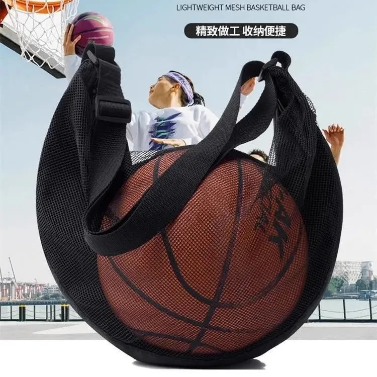 Bolsa Deportiva Bandolera para Baloncesto, Fútbol y Voleibol, Bolsa de Almacenamiento para Baloncesto de un Solo Hombro, Mochila de Entrenamiento con Cierre, Negra