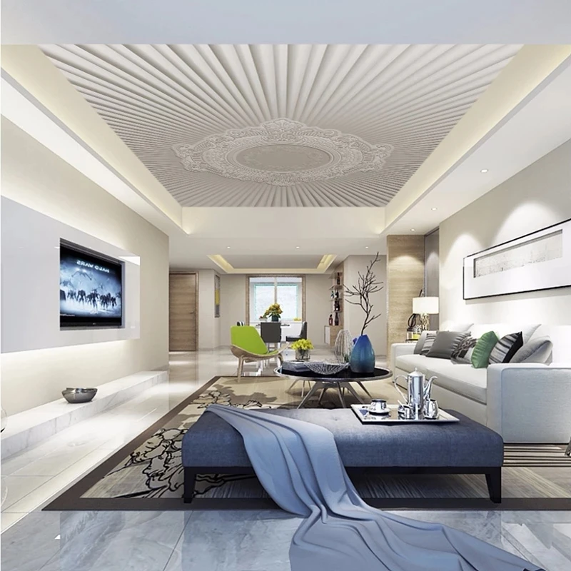 Custom 3D Photo Self Adhesive Wallpaper Modern European Embossed Living Room Ceiling Mural background wall bedroom restaurant 8d