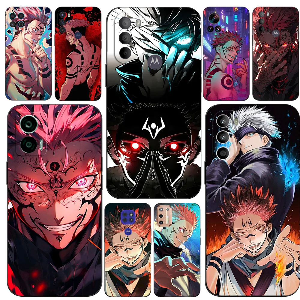 Black Tpu Case For Motorola Moto Edge 40 30 Neo PRO Ultra Fusion 5G E6 PLUS E6i E6S Jujutsu Kaisen Sukuna