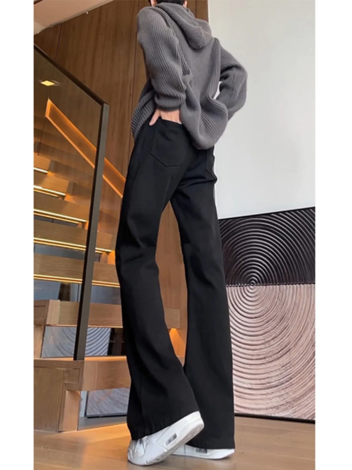 

American High Street Vibe Men's Jeans Summer Extended Long Tall Knife Straight Leg Slimming Micro Flared Pants Youth Faion