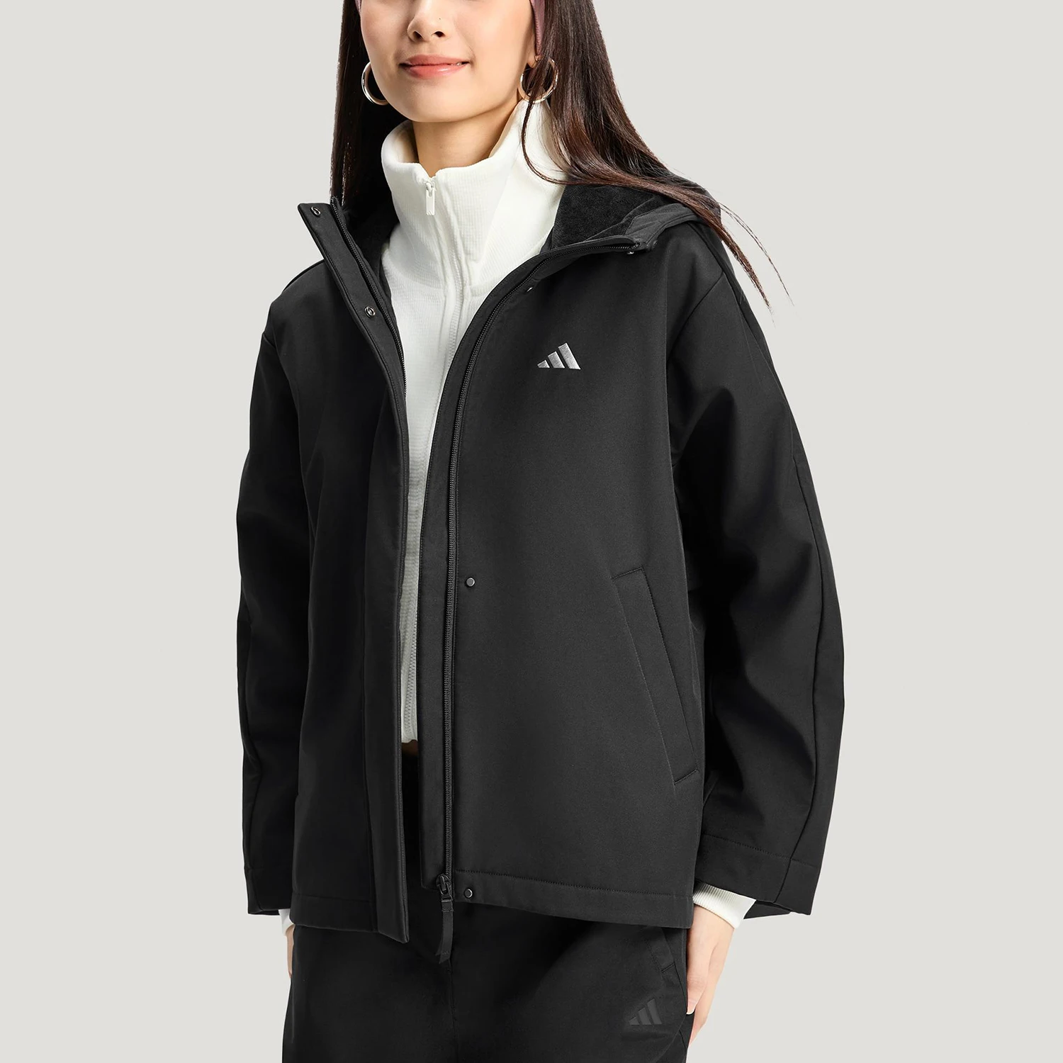 

Оригинальная зимняя женская свободная повседневная куртка Adidas с капюшоном KS2782