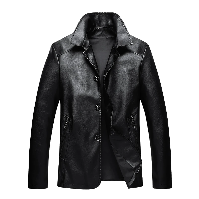 

Fashion Men's Leather Jacket Autumn Simple Lapel Slim Solid Color Leather Jacket Casual Men's Jacket Chaquetas Los Hombres S-5XL