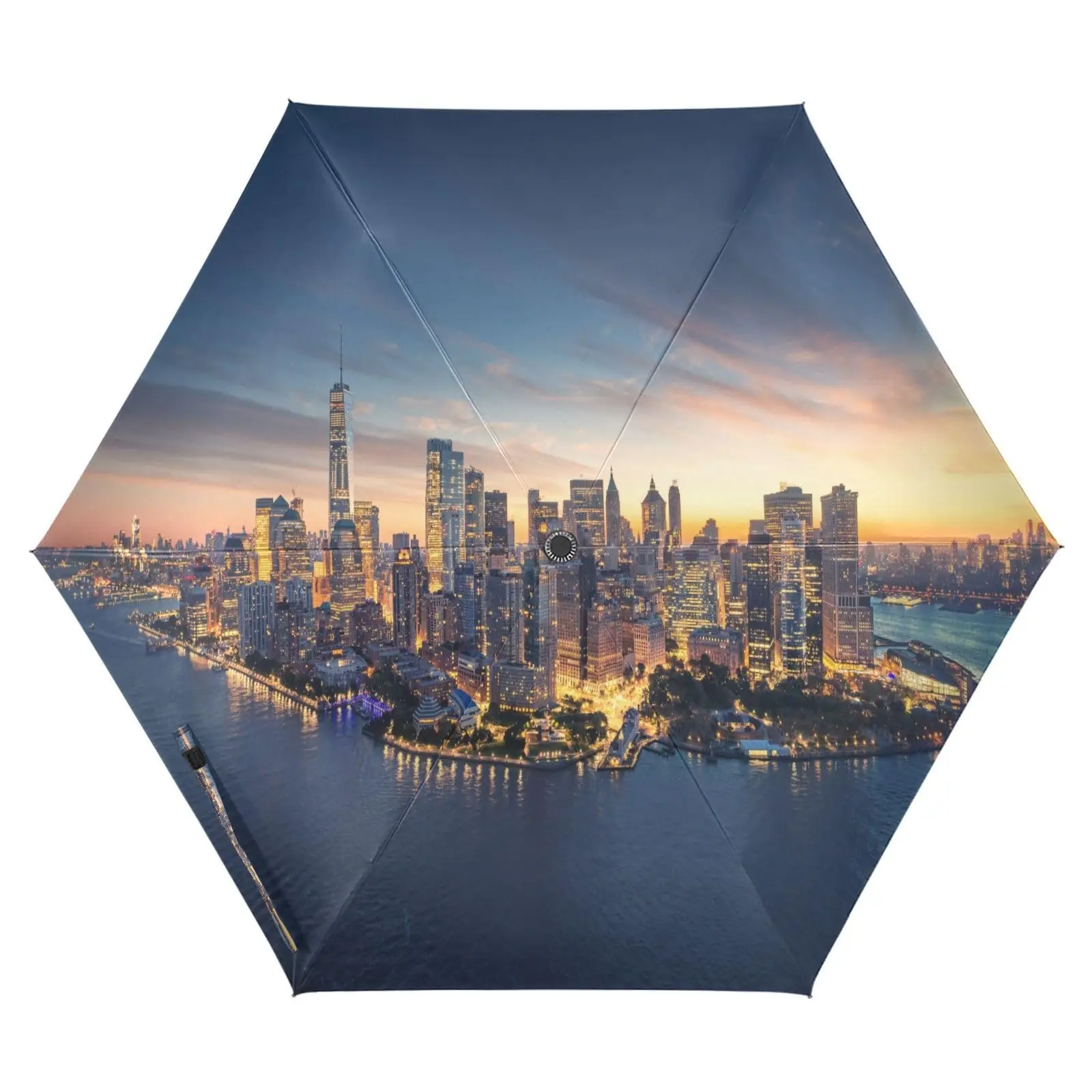 

New York City Skyline Rain Umbrellas Modern Urban Landscape Windproof Folding Travel Umbrella Portable Umbrella for Adults Teens