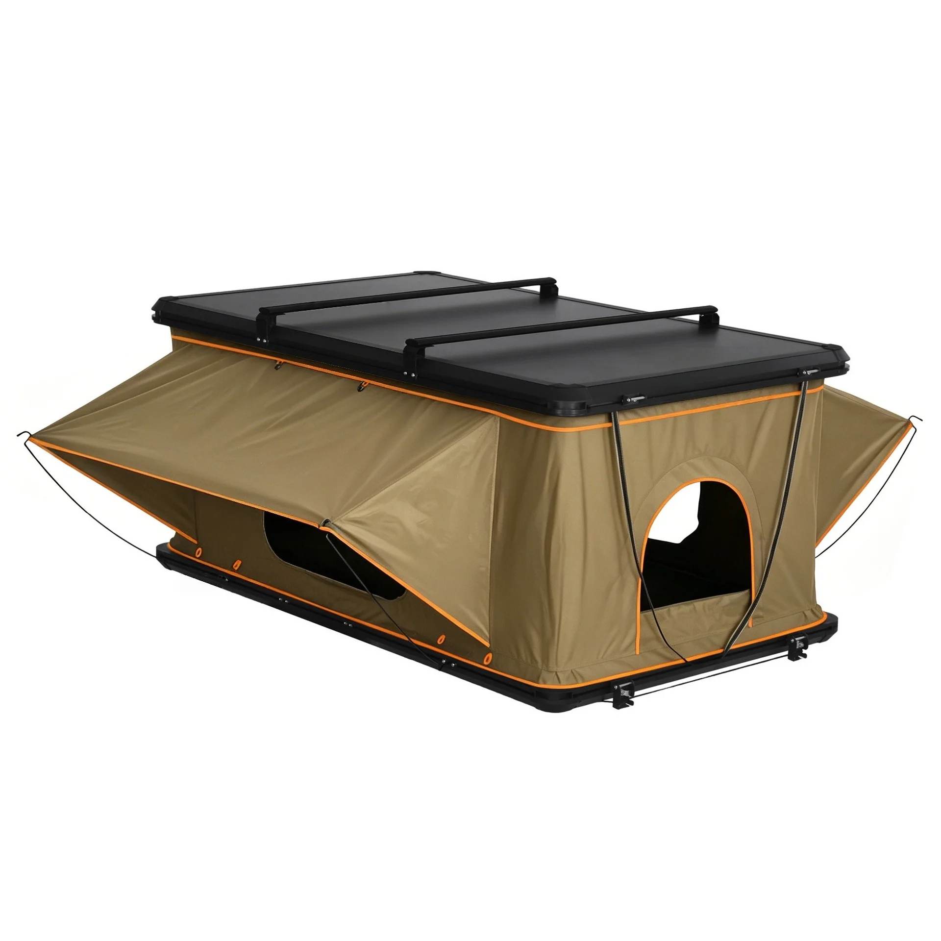 Automatic pop-up rectangular roof tent with double doors and windows, waterproof, UV protection, tear protection, camping tent
