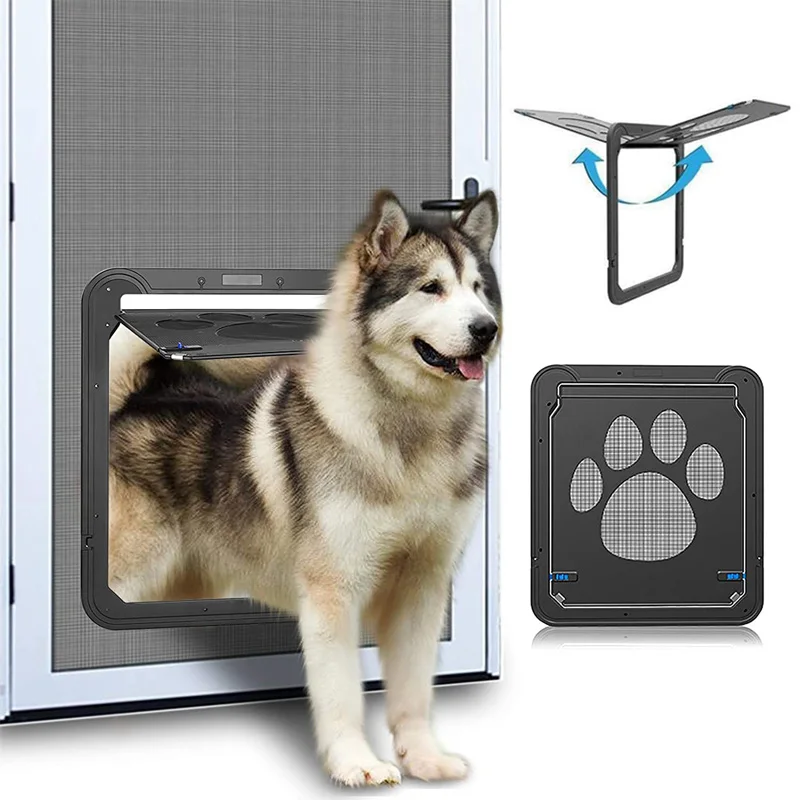 Pet Door Cat Dog Screen Door Lockable Magnetic Flap Screen Automatic Lock Door Suitable for Dogs and Cats Pet Screen Door