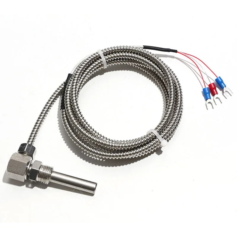 1PC PT100/PT1000 Temperature Sensor SUS304 Probe 10*35mm 10*50mm 3-wire Motor Bearing Right-angle Threaded Resistance M16*1.5
