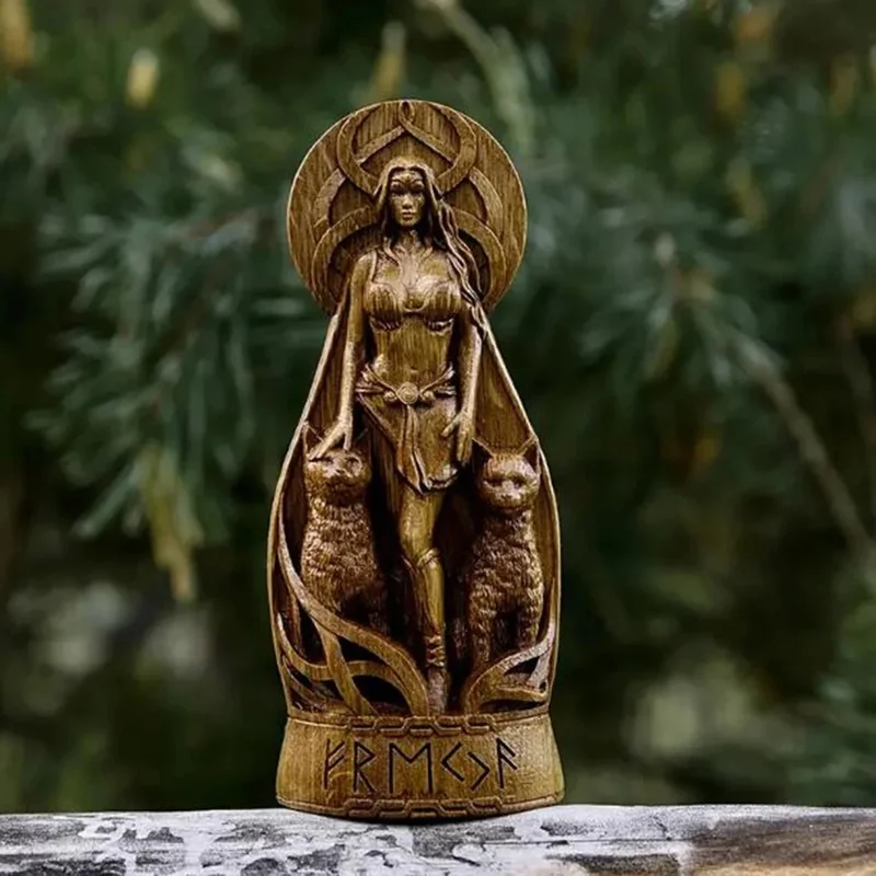 Norse Mythology Female Figure Resin Statue Home Garden Desktop Ornament Handmade Craft Display for Living Room Yard Desk