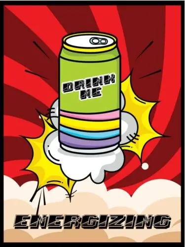 Placa de pared metálica energizante con diseño de bebida, cartel de hojalata vintage retro para Pub o ManCave, de aluminio