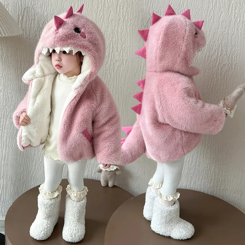 Girls Cute Velvet Coat 2026 New Autumn Winter Clothing Thickened Fur Integrated Fashion Coat for Little Girls Winter Coat