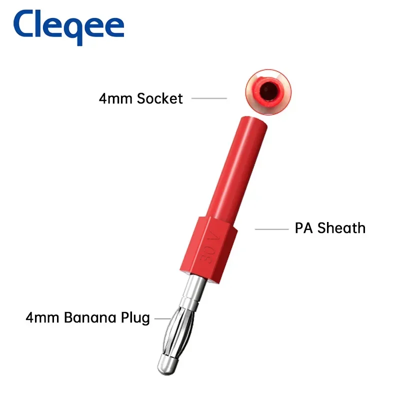 Cleqee P7022 10PCS 4mm Male to 4mm Female Banana Plug Nickel-plated Copper Connectors Extension DIY Converter 30V 10A