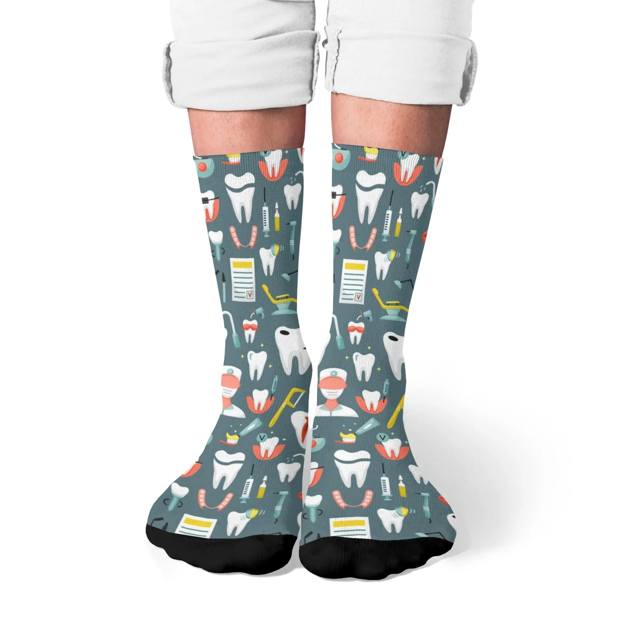 Dental Tooth Care Doctor Fun Socks Comfortable Breathable Non-slip Novelty Harajuku Street Hip-hop Compression Socks Unisex Gift