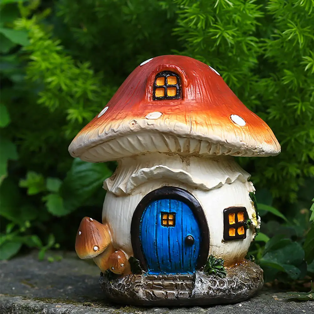 

1Pcs Miniature Resin Mushroom House Fairy Garden Ornament Adornment Desk Decoration Garden Craft Gift Lawn Decor