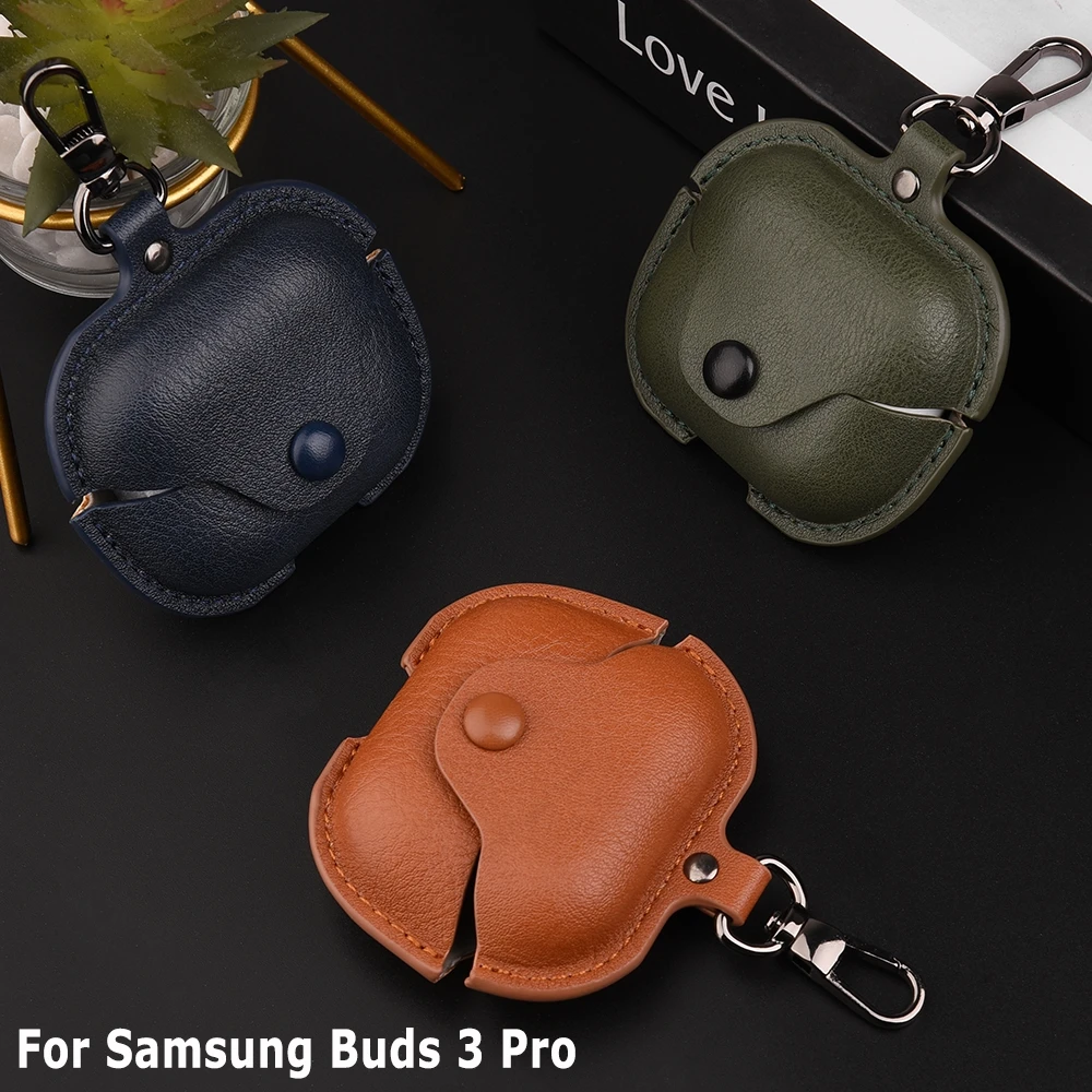 For Samsung Buds 3 Pro Case Business Leather Earphone Cases For Samsung Galaxy Buds3 Pro Buzz 3 Pro Cover Headphone Sleeve Funda