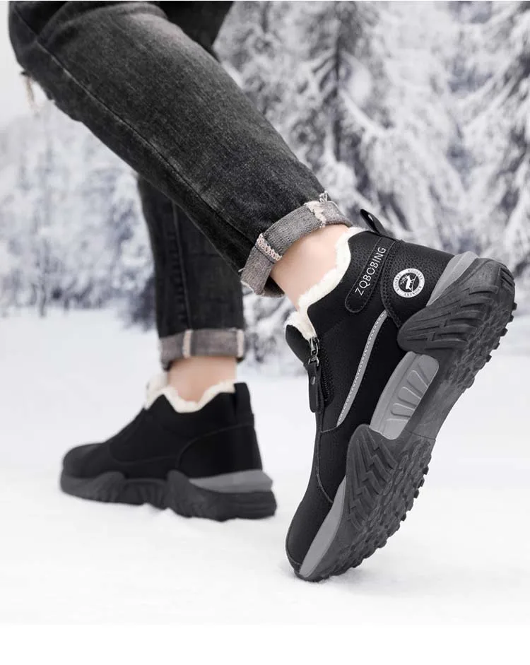 Herren Fleece-gefütterte Warme Freizeitschuhe, Herrenstiefel Winter-Schneestiefel, Fleece-gefüttert, Rutschfest und Langlebig, Isoliert mit Baumwolle – Detail 9