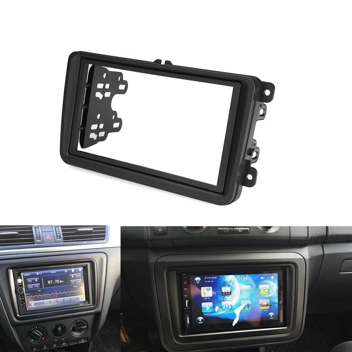 AC76-2 Din Car Radio Fascia Fascias Panel Frame CD DVD Dash Audio Interior For Touran Caddy SEAT For Skoda Fabia Octavia