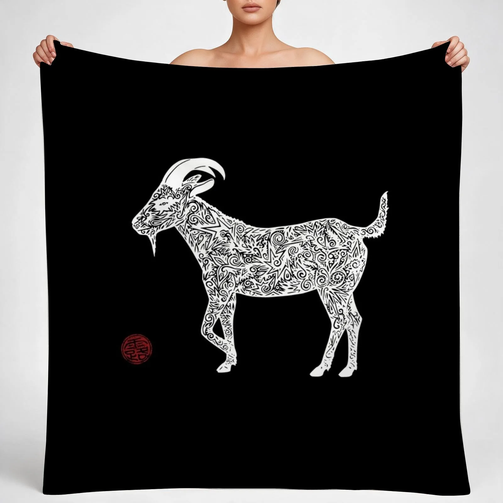 White Goat Throw Blanket couch cozy soft plush fuzzy picnic outdoor blanket