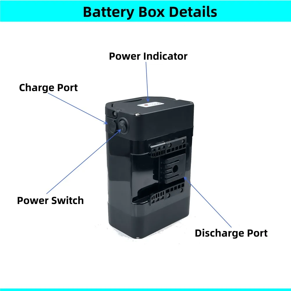 Seat Post Mounting Folding Ebike Battery Box 42 pcs 18650 cells City Foldable Bike 24V 36V 48V Battery Case with Cells Holders